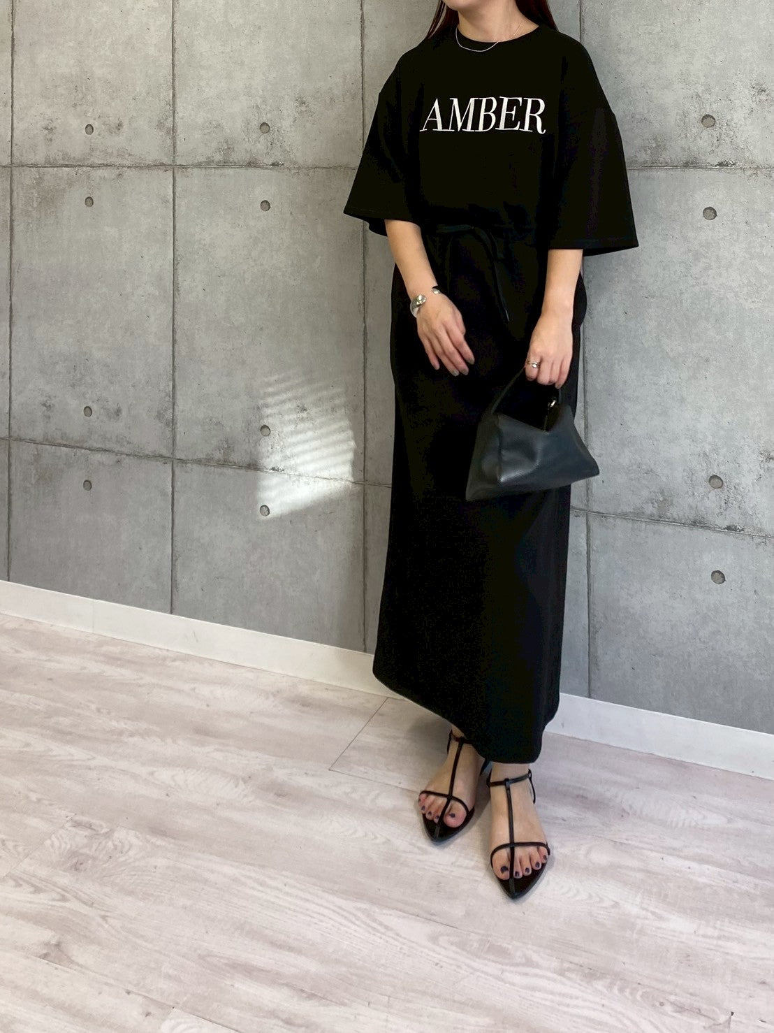 【ROSIEE】ロゴ刺繍ウエストマーク5分袖ワンピース/R810312