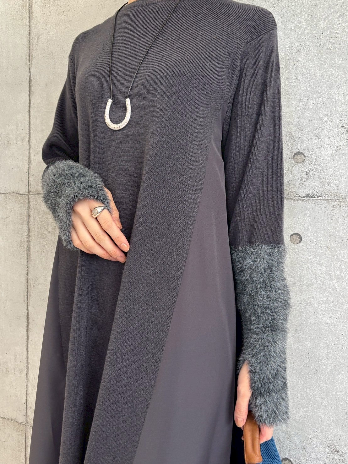 【ROSIEE】袖シャギー布帛切替ワンピース/R791217
