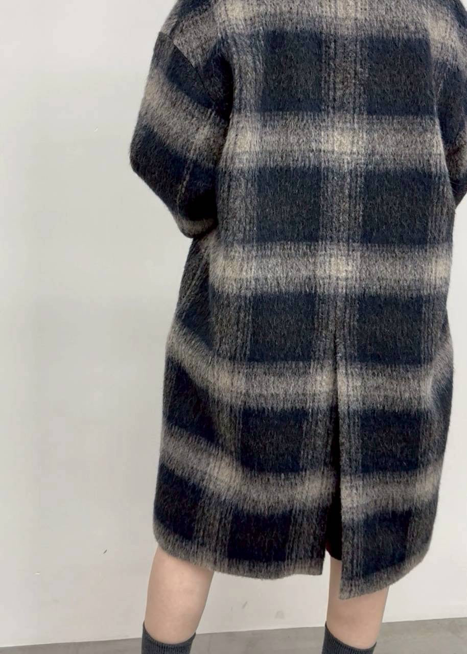 【CLOCHE】シャギーチェックコート/650-84000