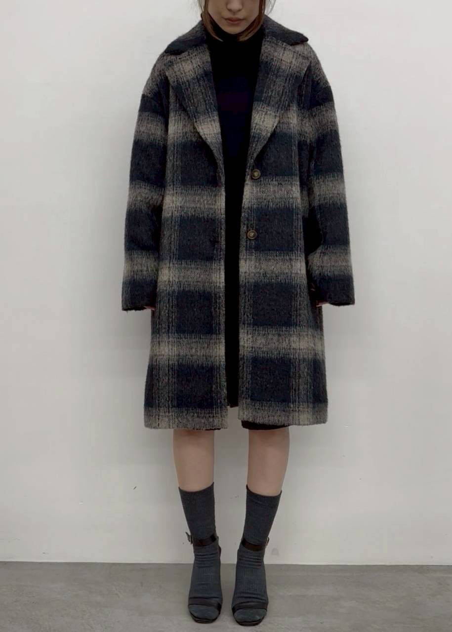 【CLOCHE】シャギーチェックコート/650-84000