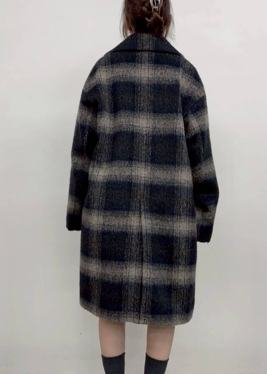 Stola. シャギーチェックスタンドジャコットサイズ38 未使用品　7-143 大きいサイズ シャギーチェックサイドスリットチェスターコート 通販