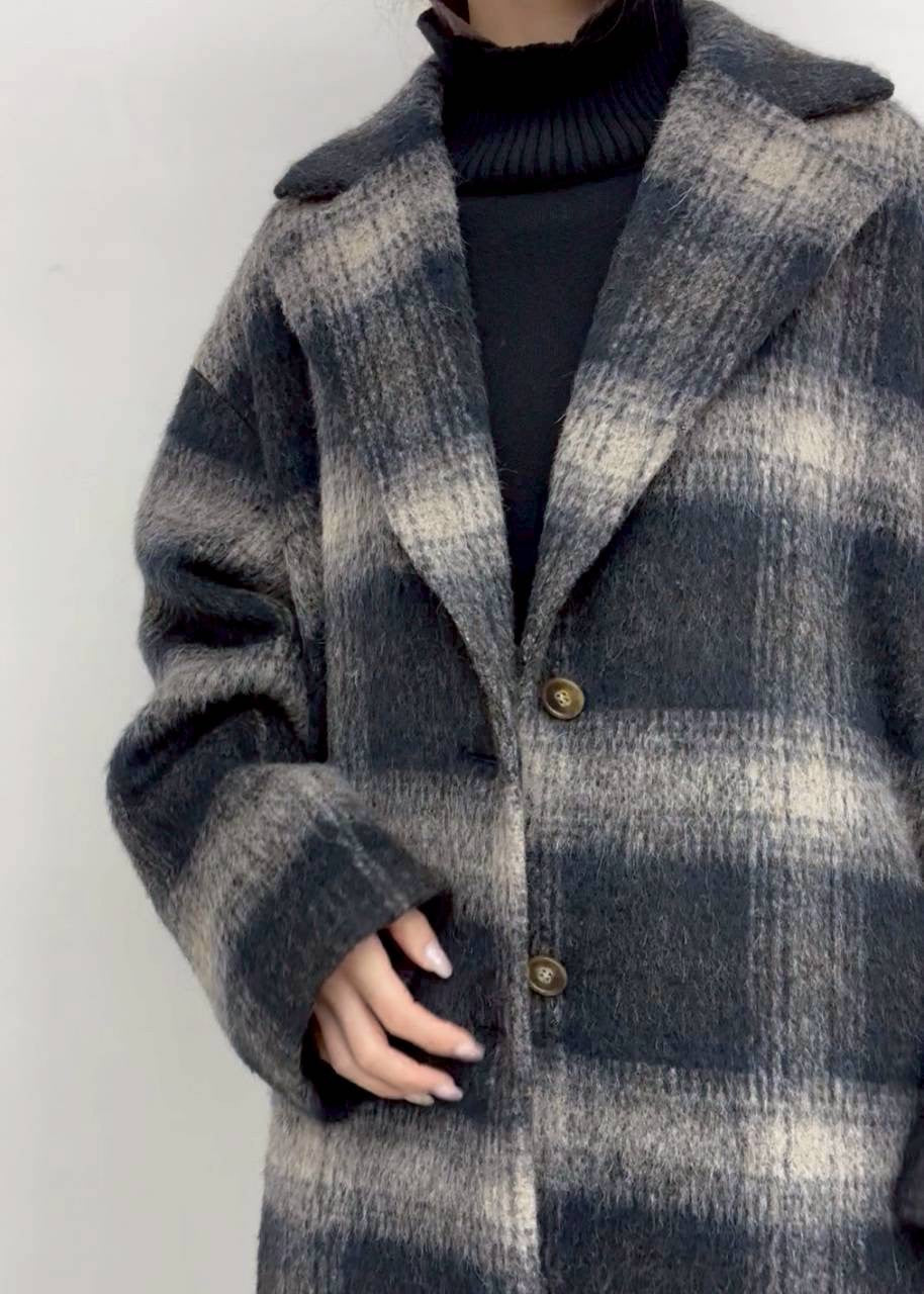 【CLOCHE】シャギーチェックコート/650-84000