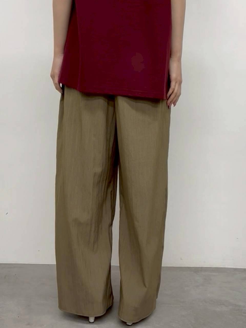 【CLOCHE】COOL TOUCHタックワイドパンツ/652-86510