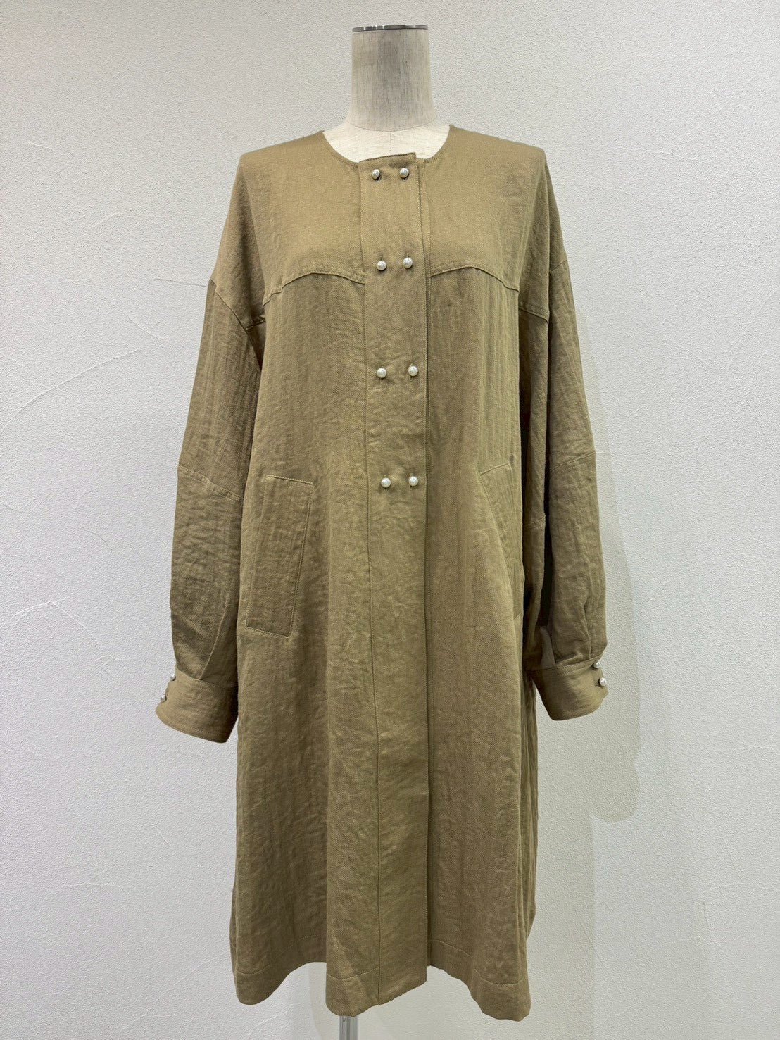 CYAN TOKYO】パールボタンミリタリーリネンコート/610428