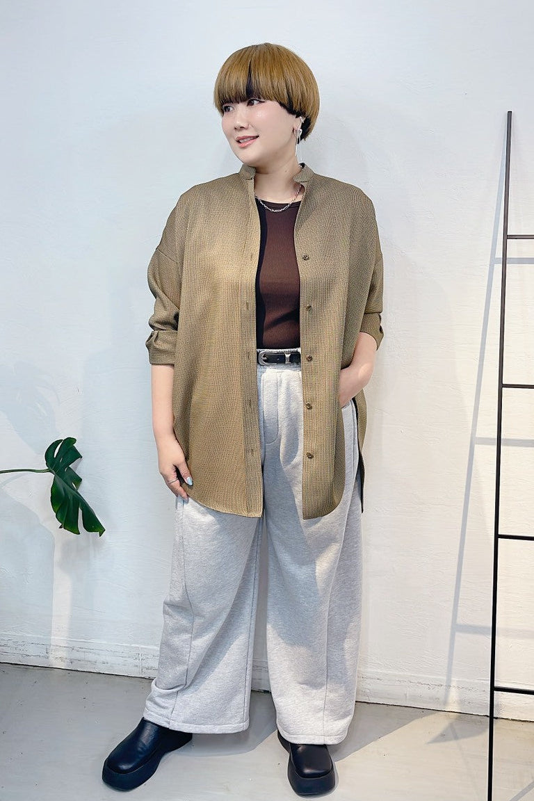 【PASSIONE】ノーカラーロングシャツ/36919