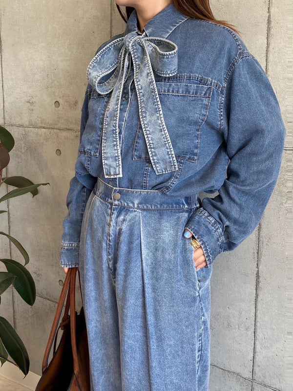 【ROSIEE】ボウタイ2wayテンセルデニムシャツ/R772706