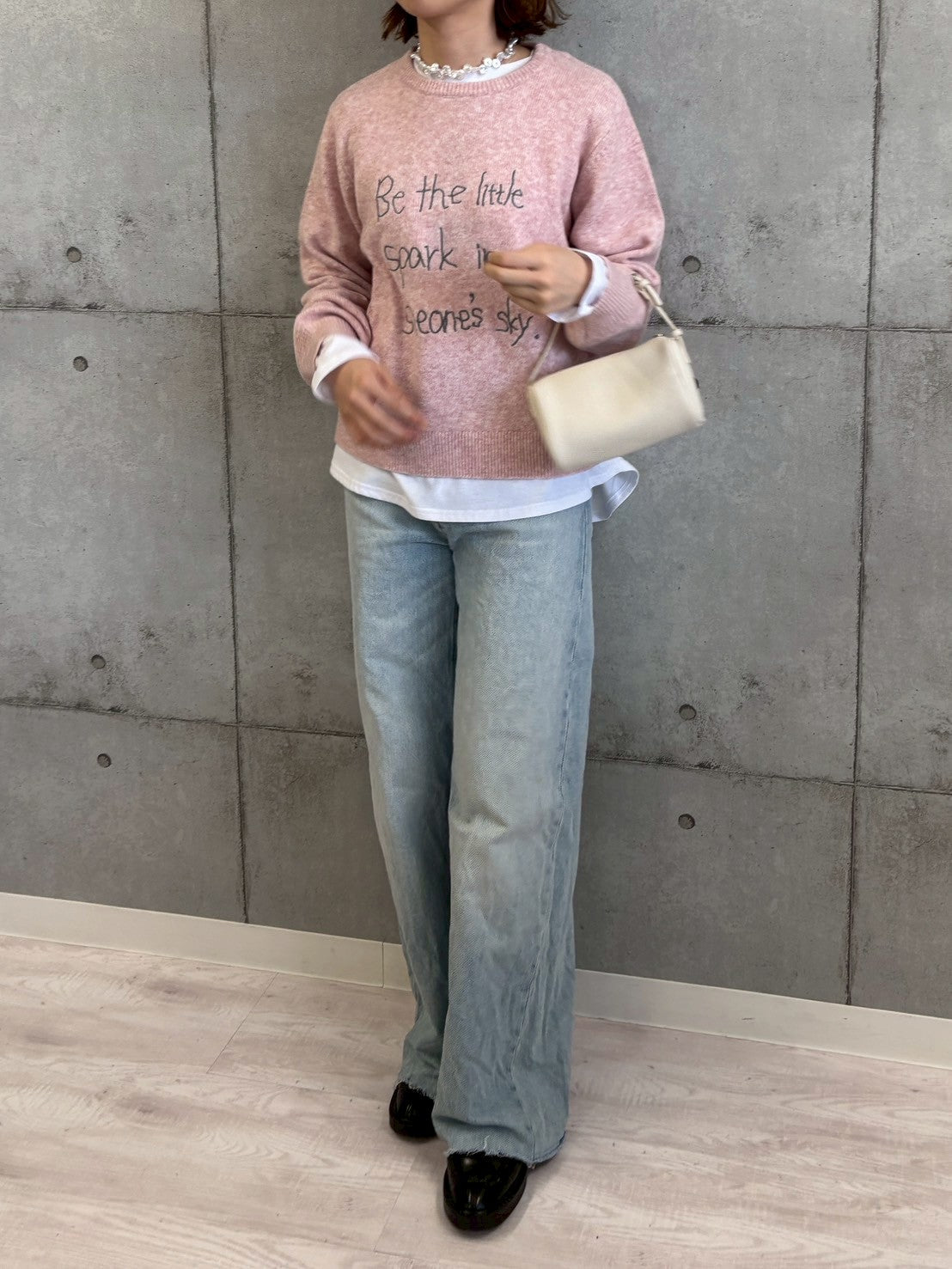 【ROSIEE】手書き風ロゴ刺繡ニット/R791204