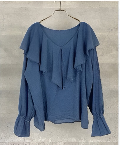 【ANNAKERRY】シアーデニムラッフルブラウス/21261701