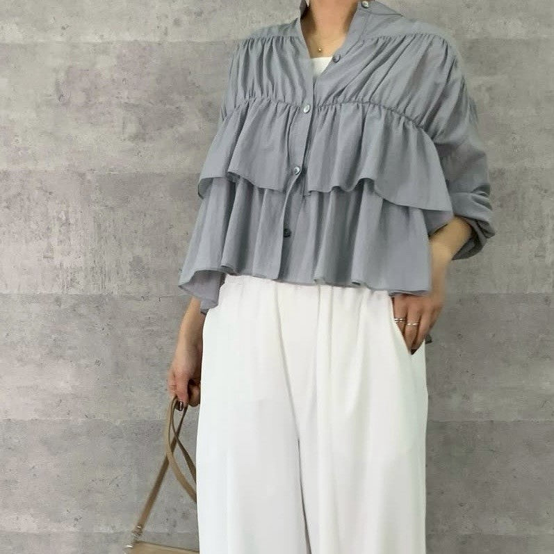 【再入荷予約】【ANNAKERRY】ラッフルブラウス/85251706