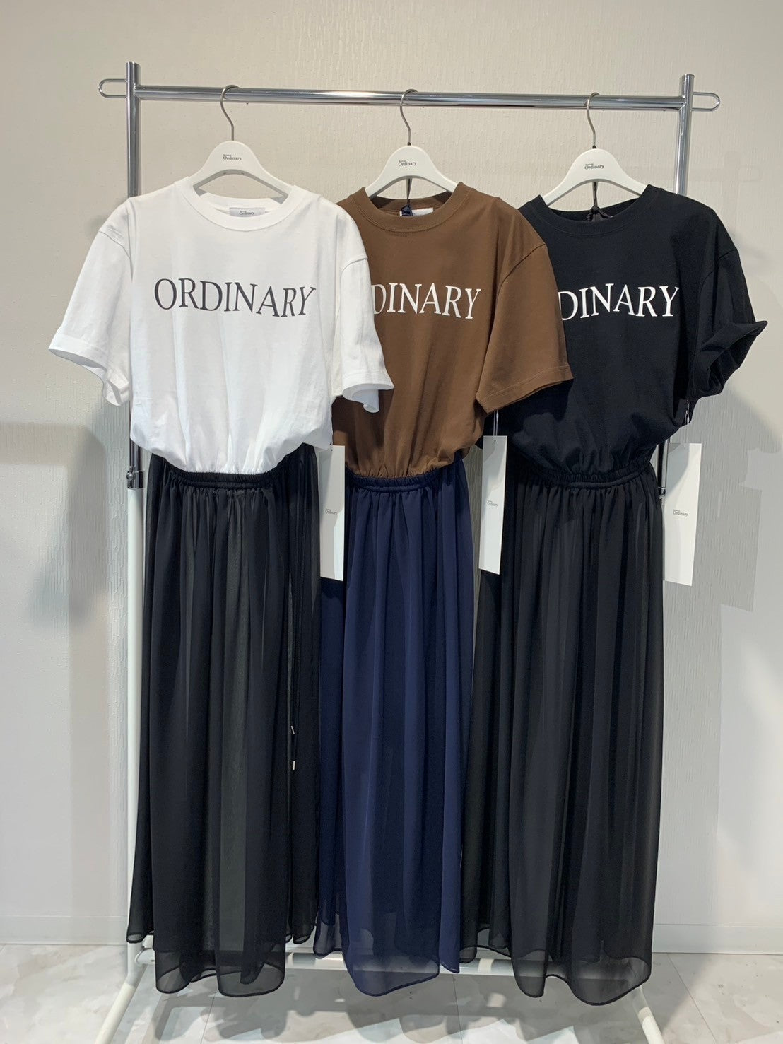 【Ordinary】シフォンコネクトTシャツドレス／BO25-105T