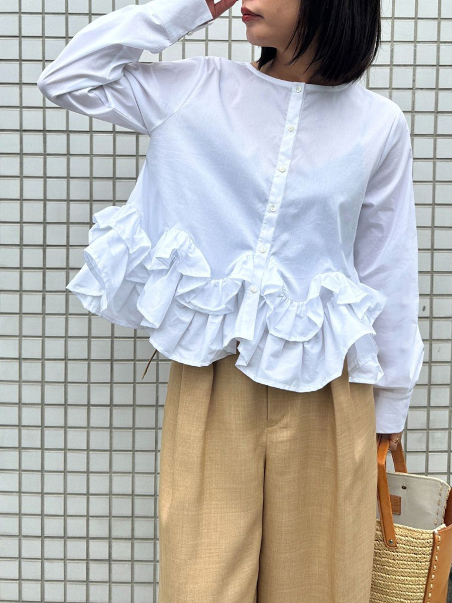 【Mewl】ペプラムフリル2WAYブラウス/M261-13005