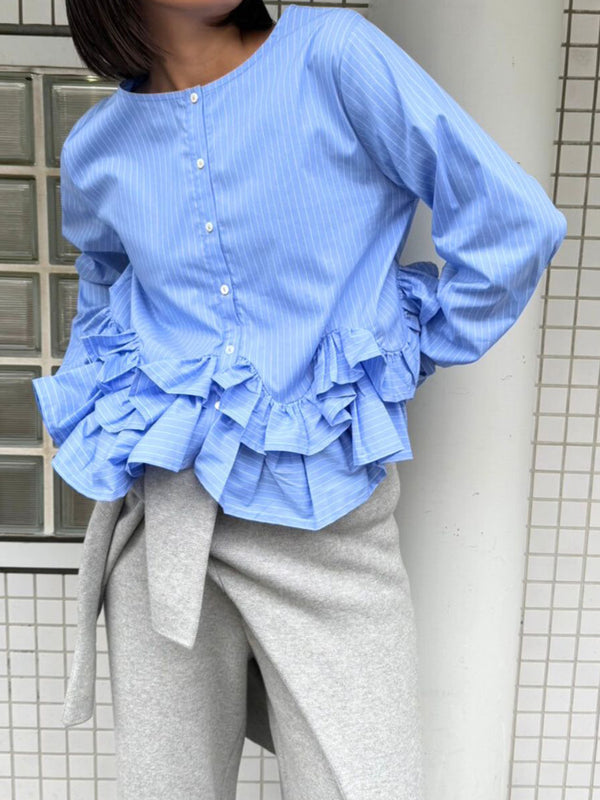 【Mewl】ペプラムフリル2WAYブラウス/M261-13005