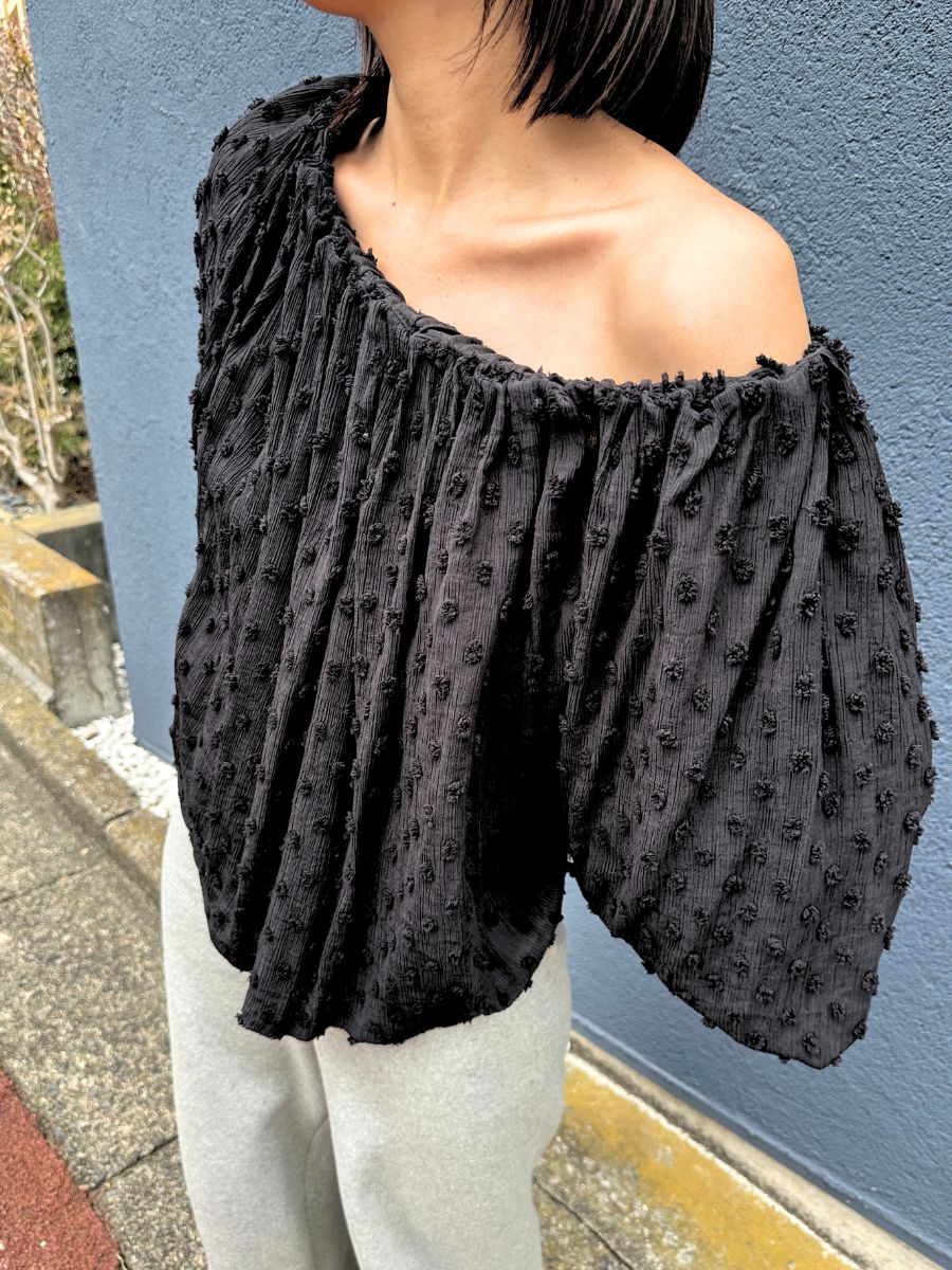 【Mewl】ドットジャガードオフショルブラウス/M261-13008