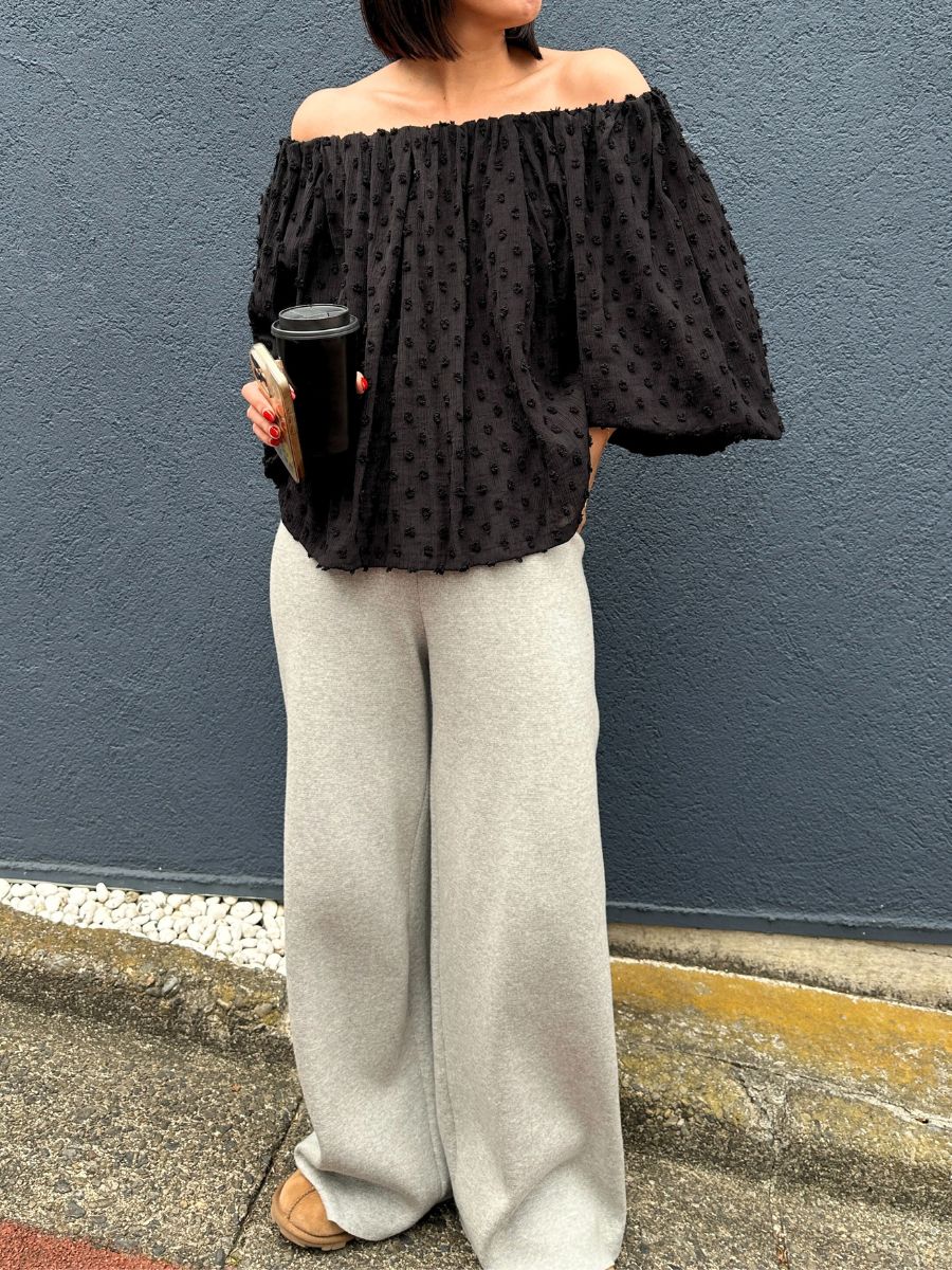 【Mewl】ドットジャガードオフショルブラウス/M261-13008