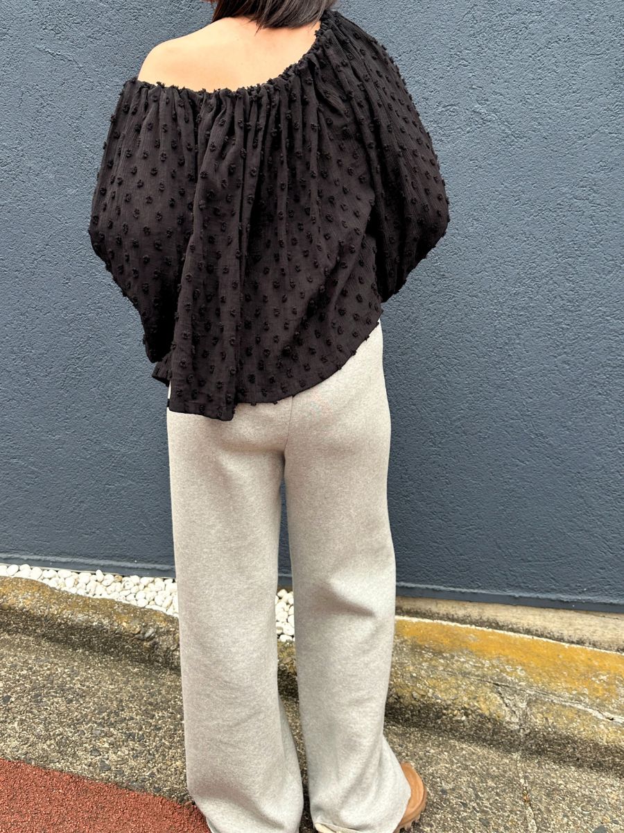 【Mewl】ドットジャガードオフショルブラウス/M261-13008