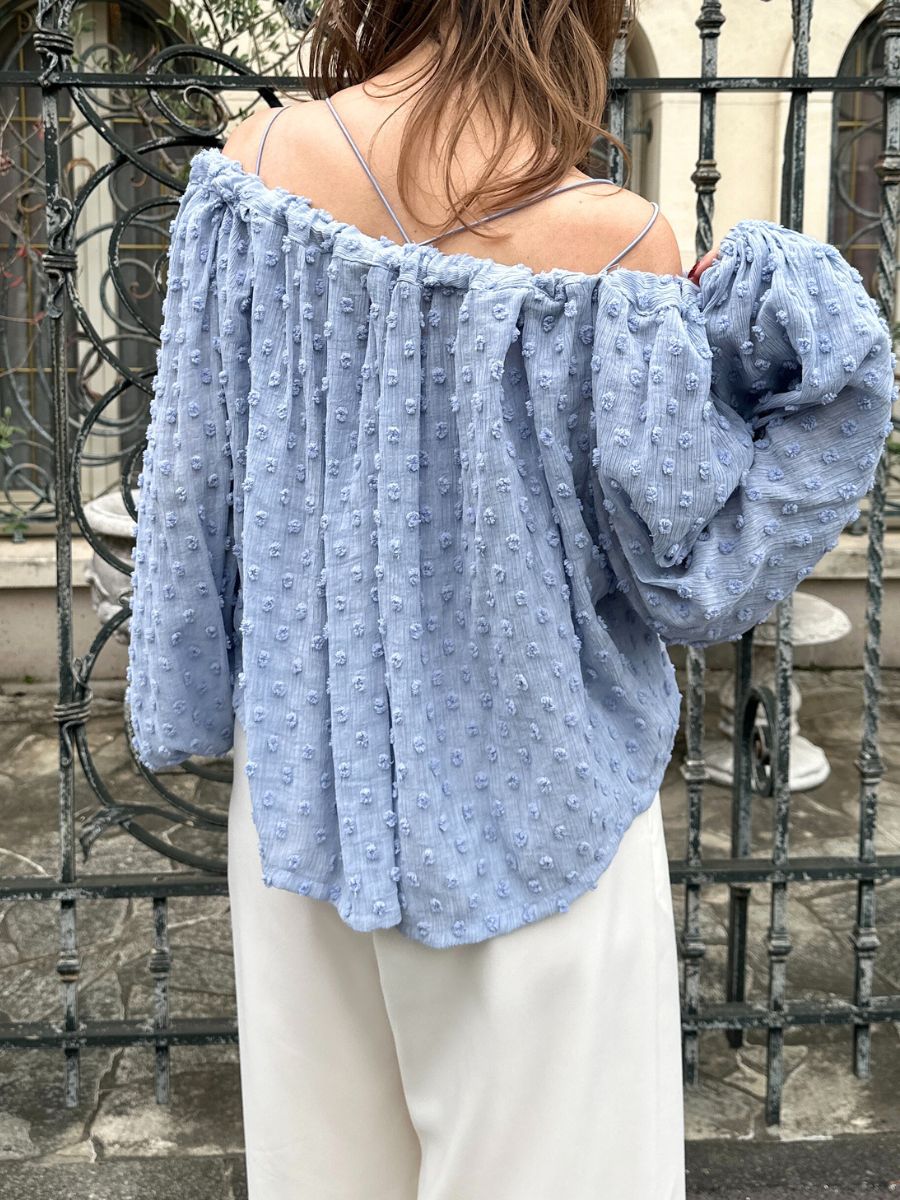 【Mewl】ドットジャガードオフショルブラウス/M261-13008