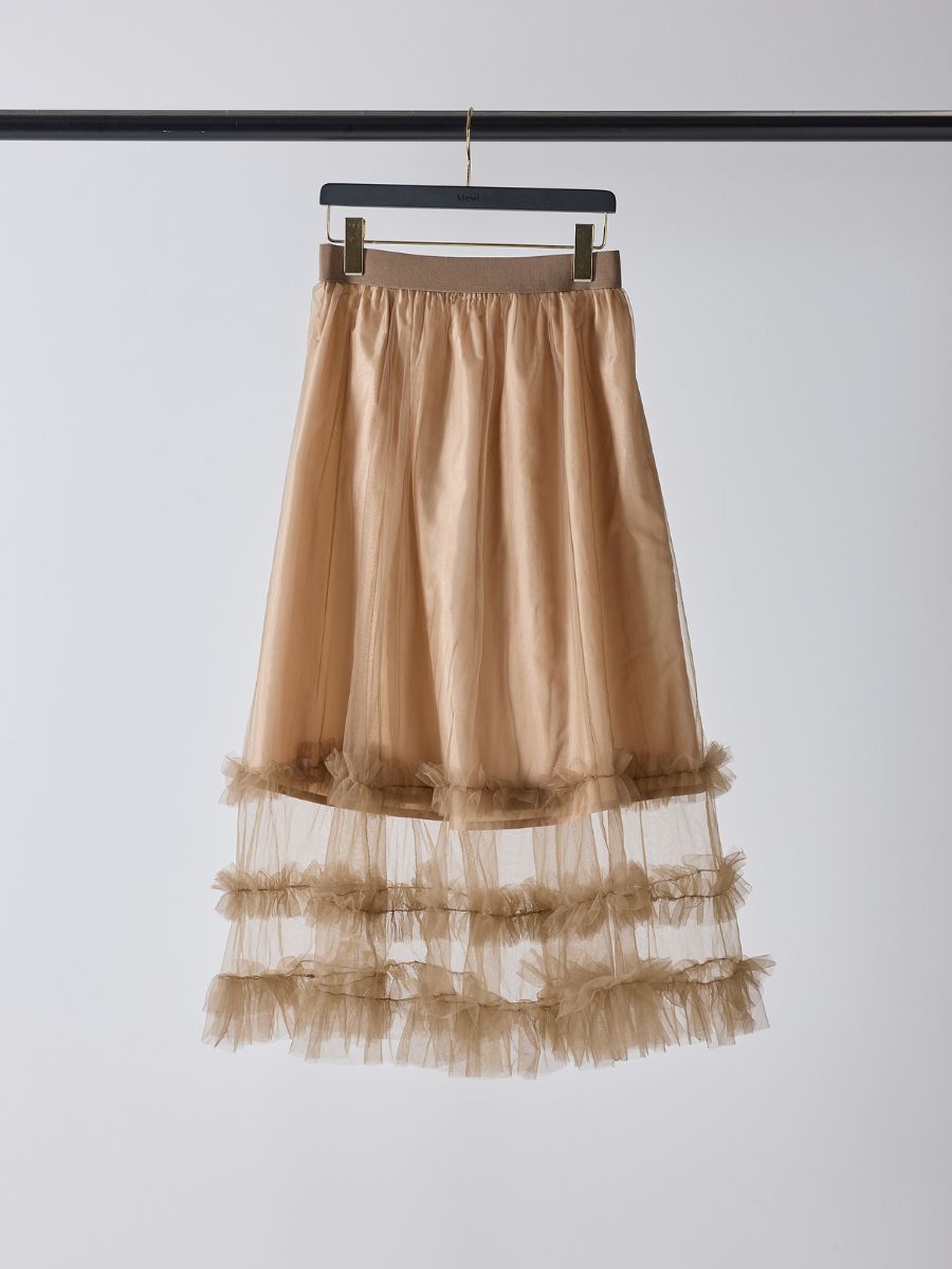 【Mewl】チュールティアードスカート/M261-23004