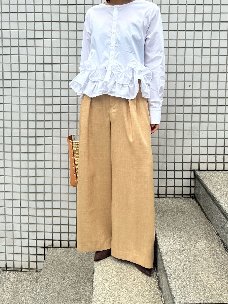 【Mewl】ベルト付きタックワイドパンツ/M261-33003