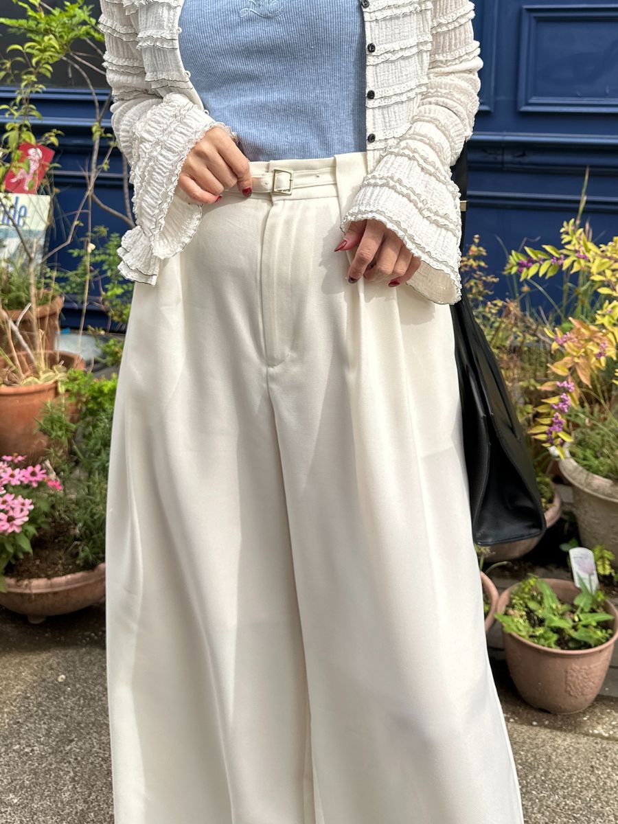 【Mewl】ベルト付きタックワイドパンツ/M261-33003