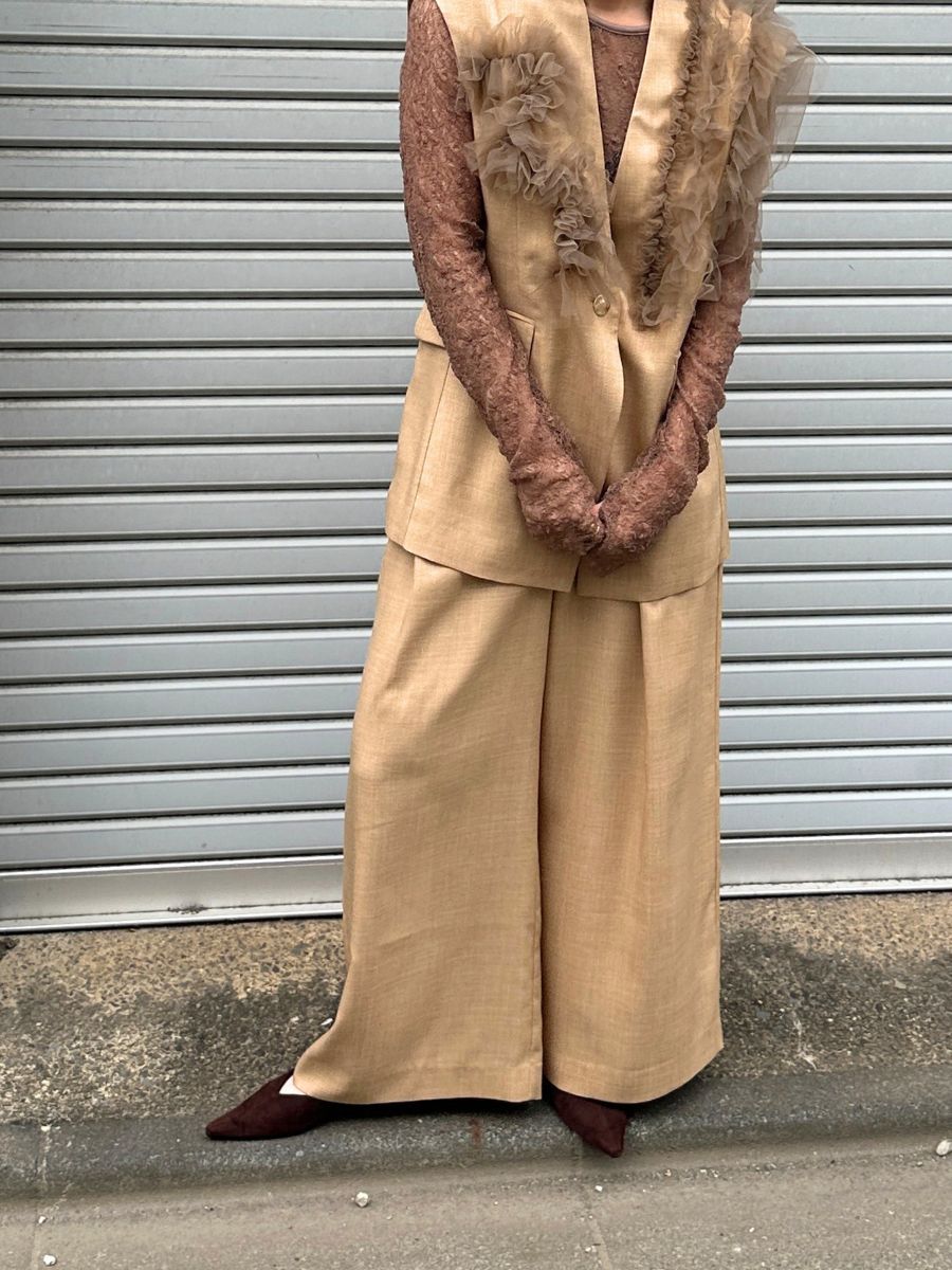 【Mewl】ベルト付きタックワイドパンツ/M261-33003