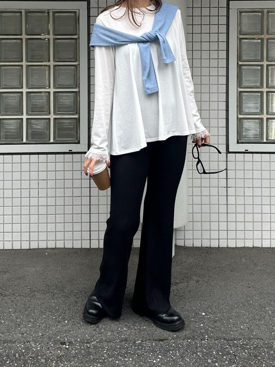 【Mewl】ふくれジャガードフレアパンツ/M261-33020