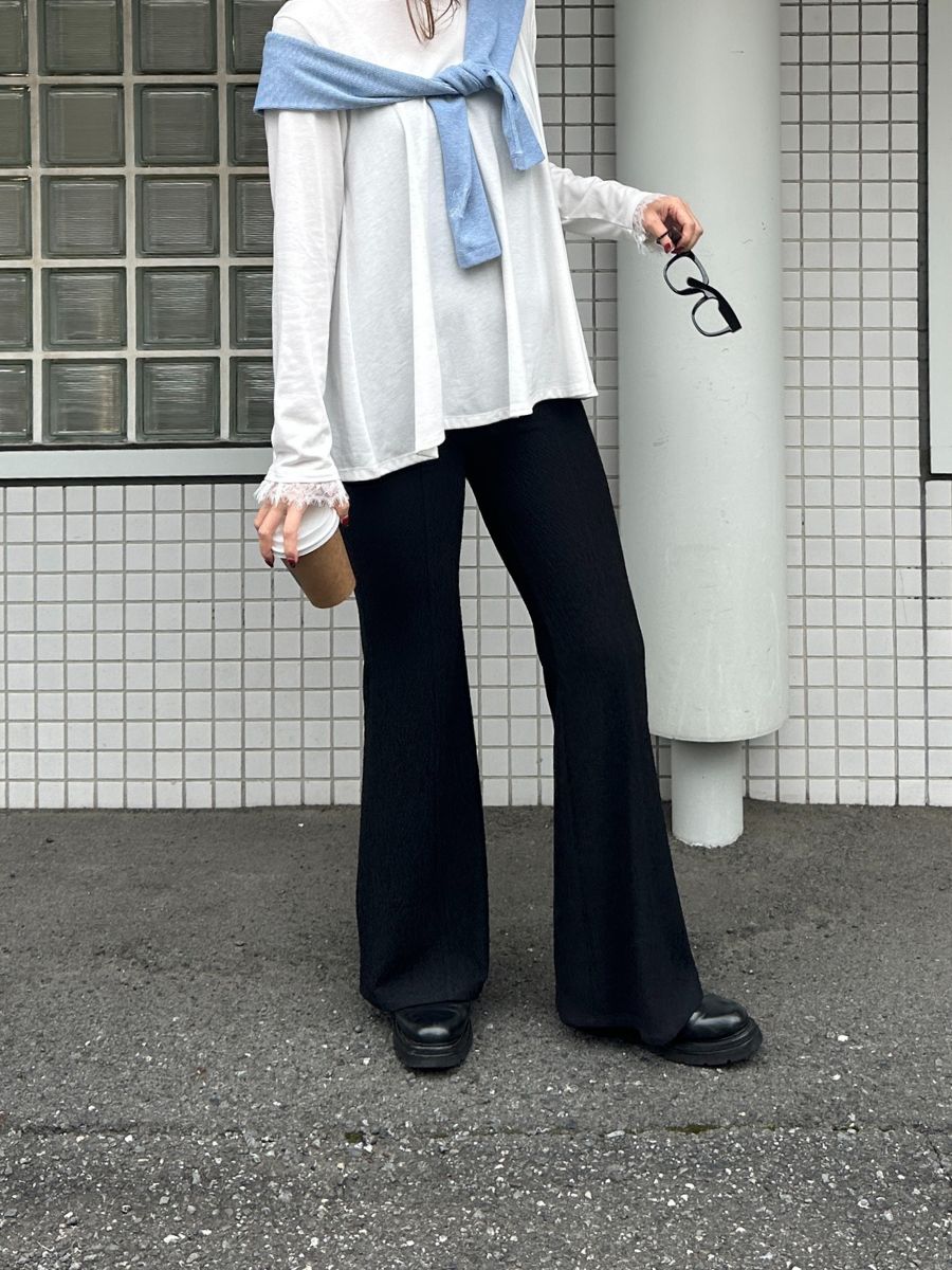 【Mewl】ふくれジャガードフレアパンツ/M261-33020