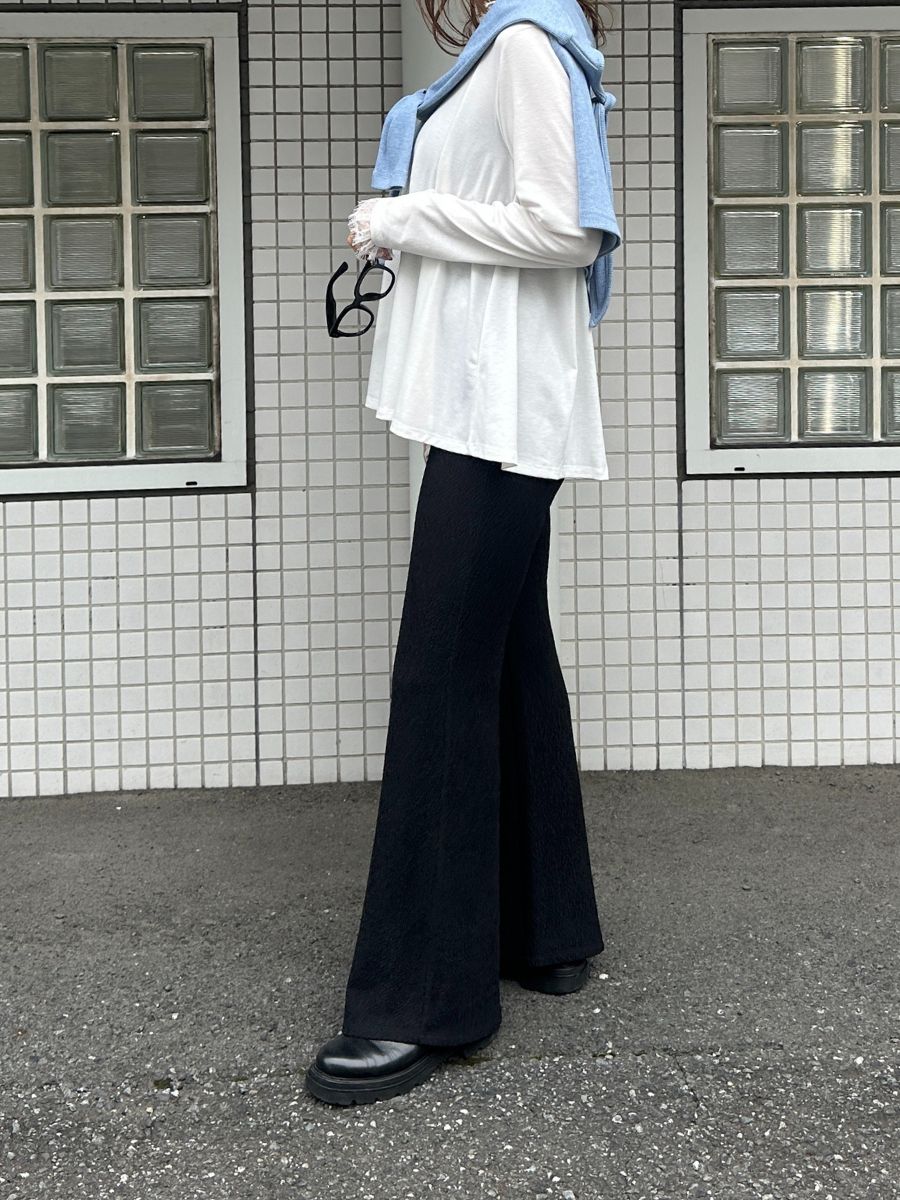 【Mewl】ふくれジャガードフレアパンツ/M261-33020