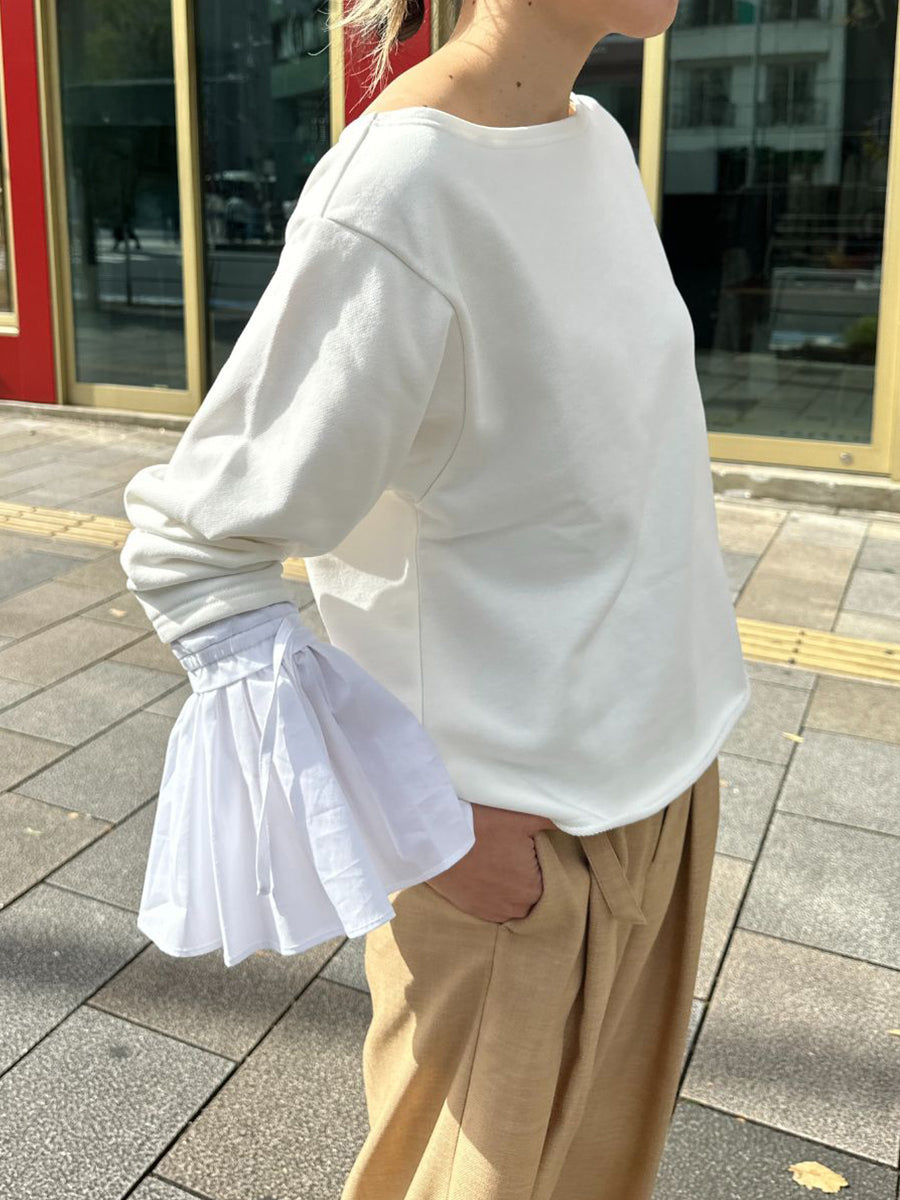 【Mewl】オフショルシャツスリーブスウェット/M261-83011