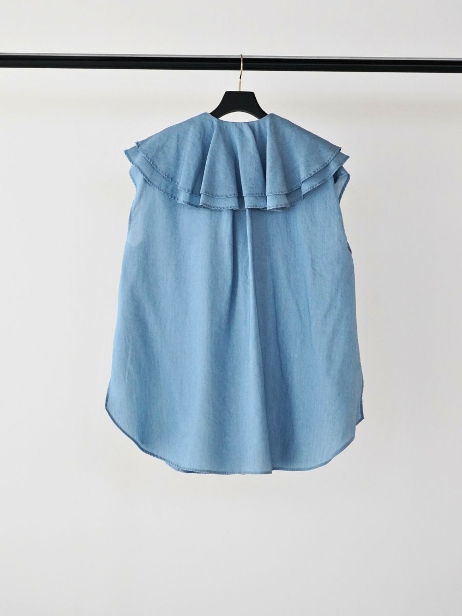 【Mewl】3ozデニムラッフルブラウス/M262-13077