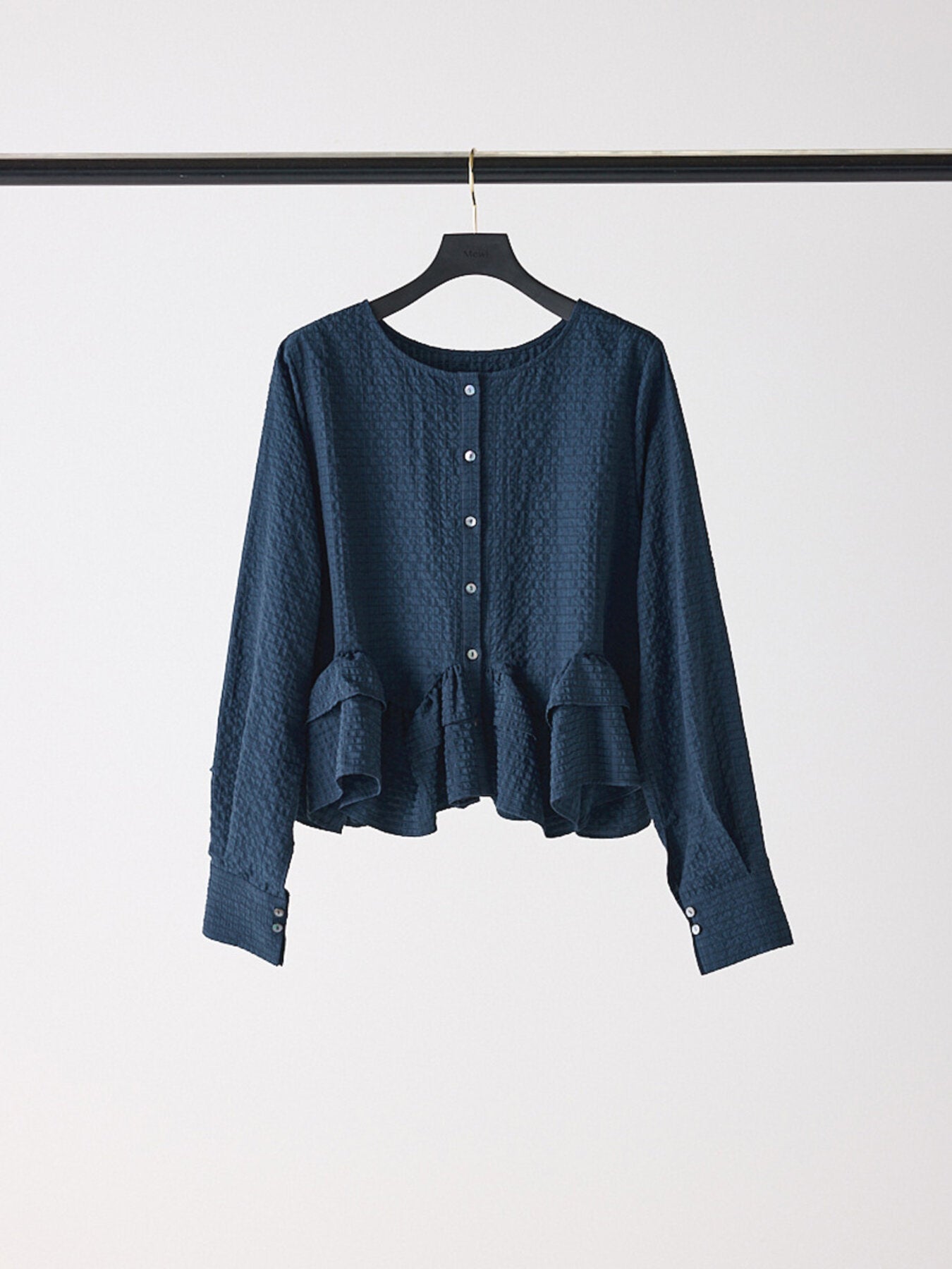 【Mewl】チェックペプラムフリルブラウス/M263-13110
