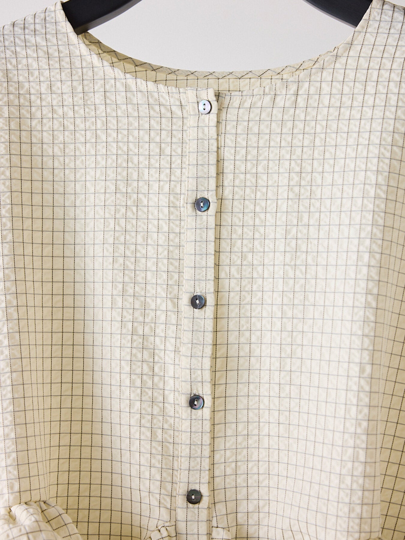 【Mewl】チェックペプラムフリルブラウス/M263-13110