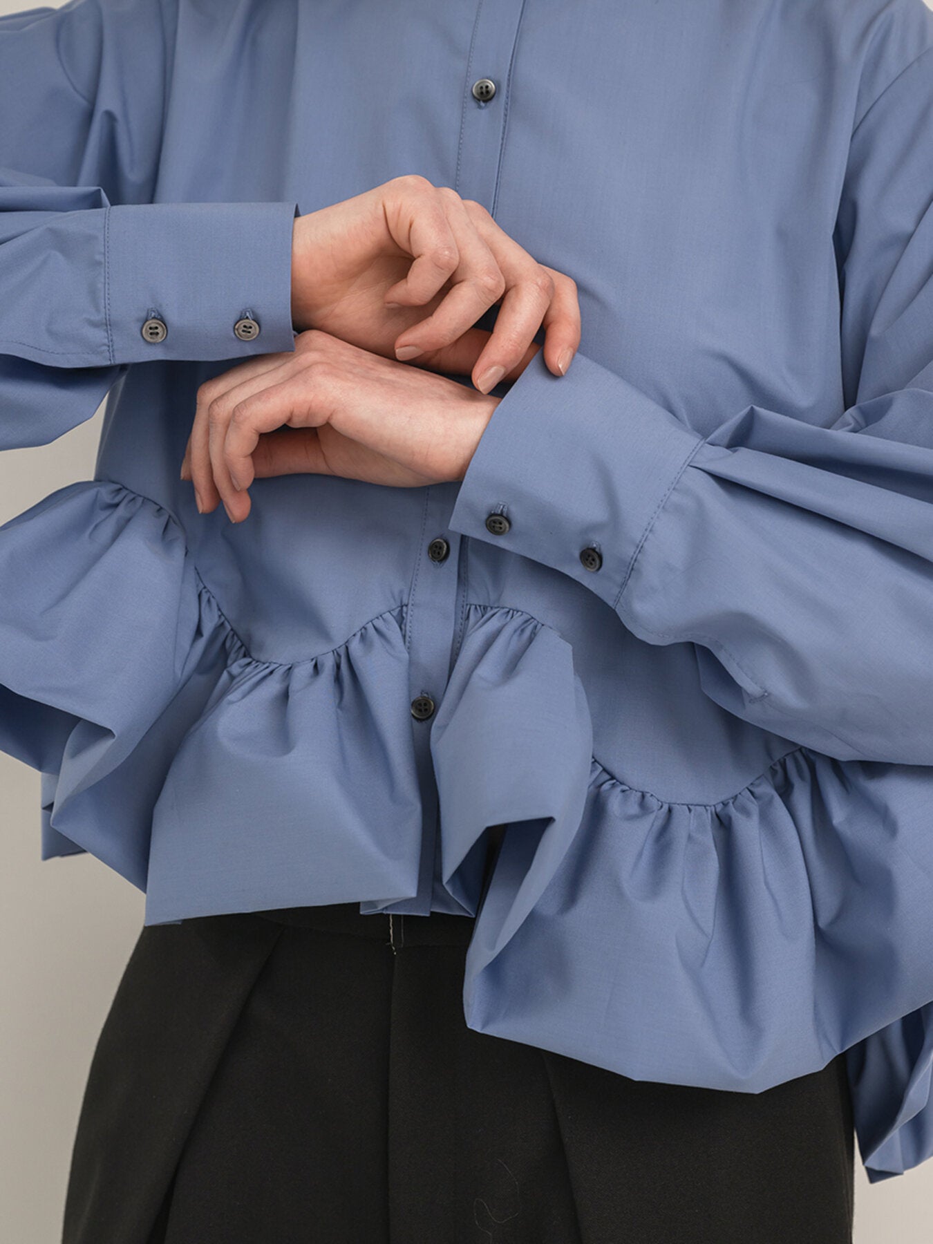 【Mewl】アシメペプラムラッフルブラウス/M263-18105