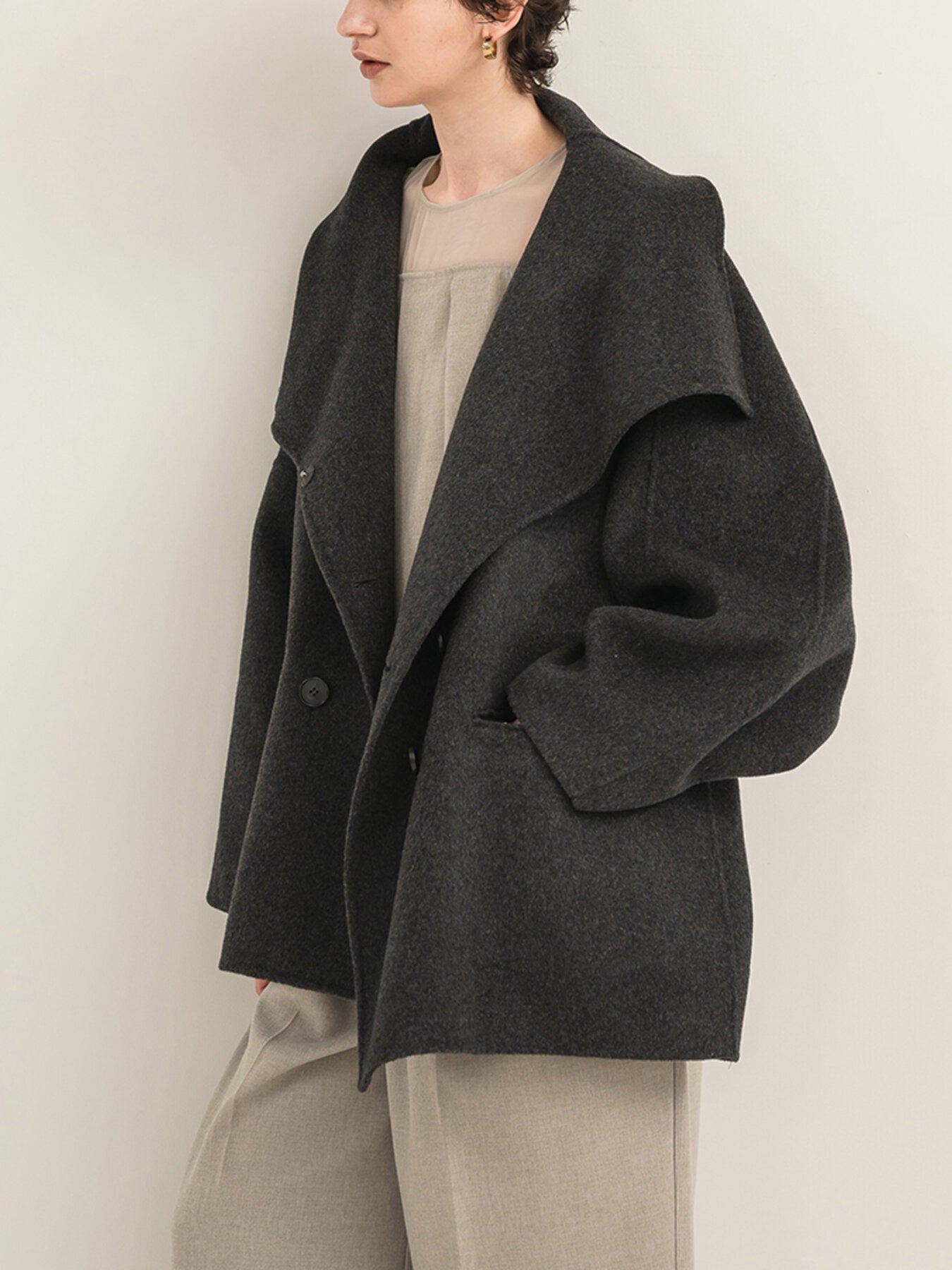 【Mewl】ダブルフェイススタンドカラーコート/M263-73129