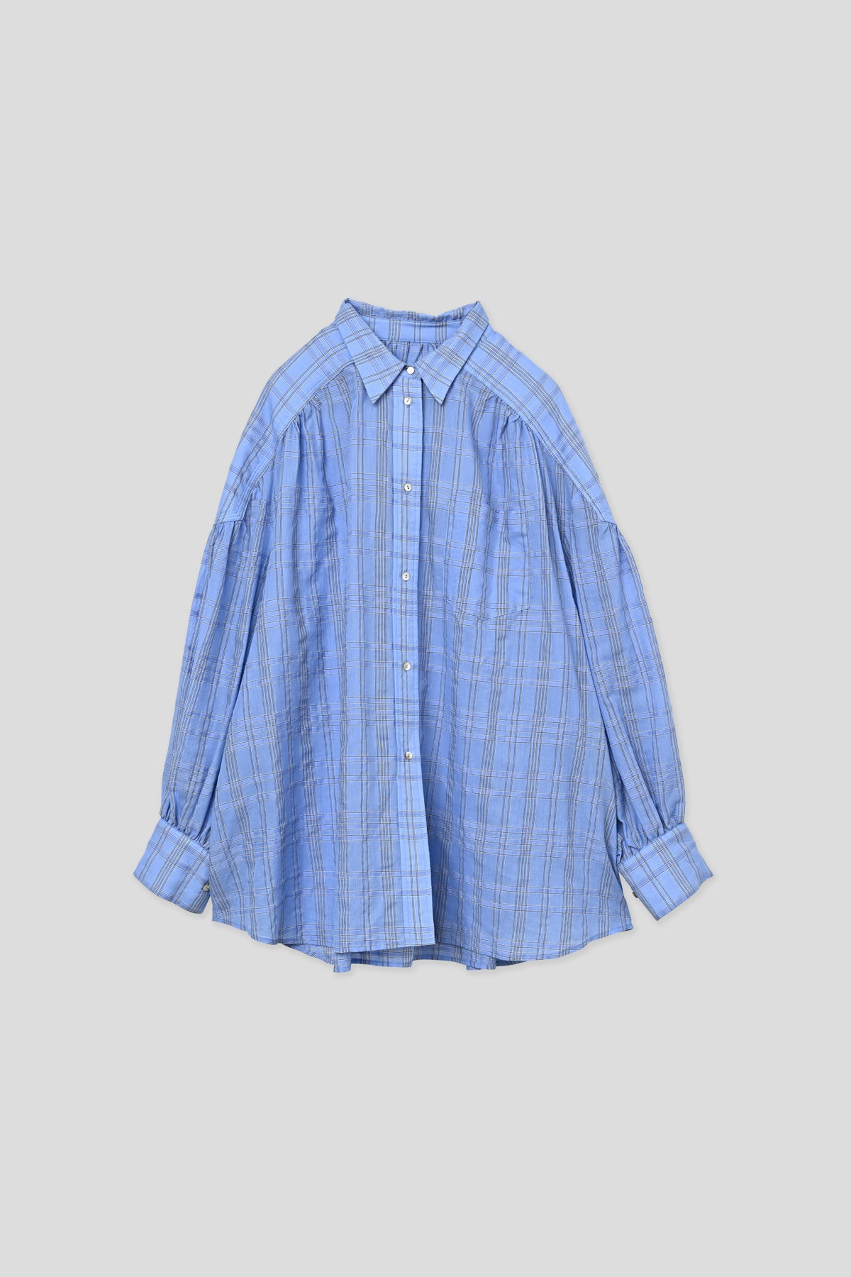 【WHYTO.】シアーチェックボリュームブラウス/WHT27HBL4120