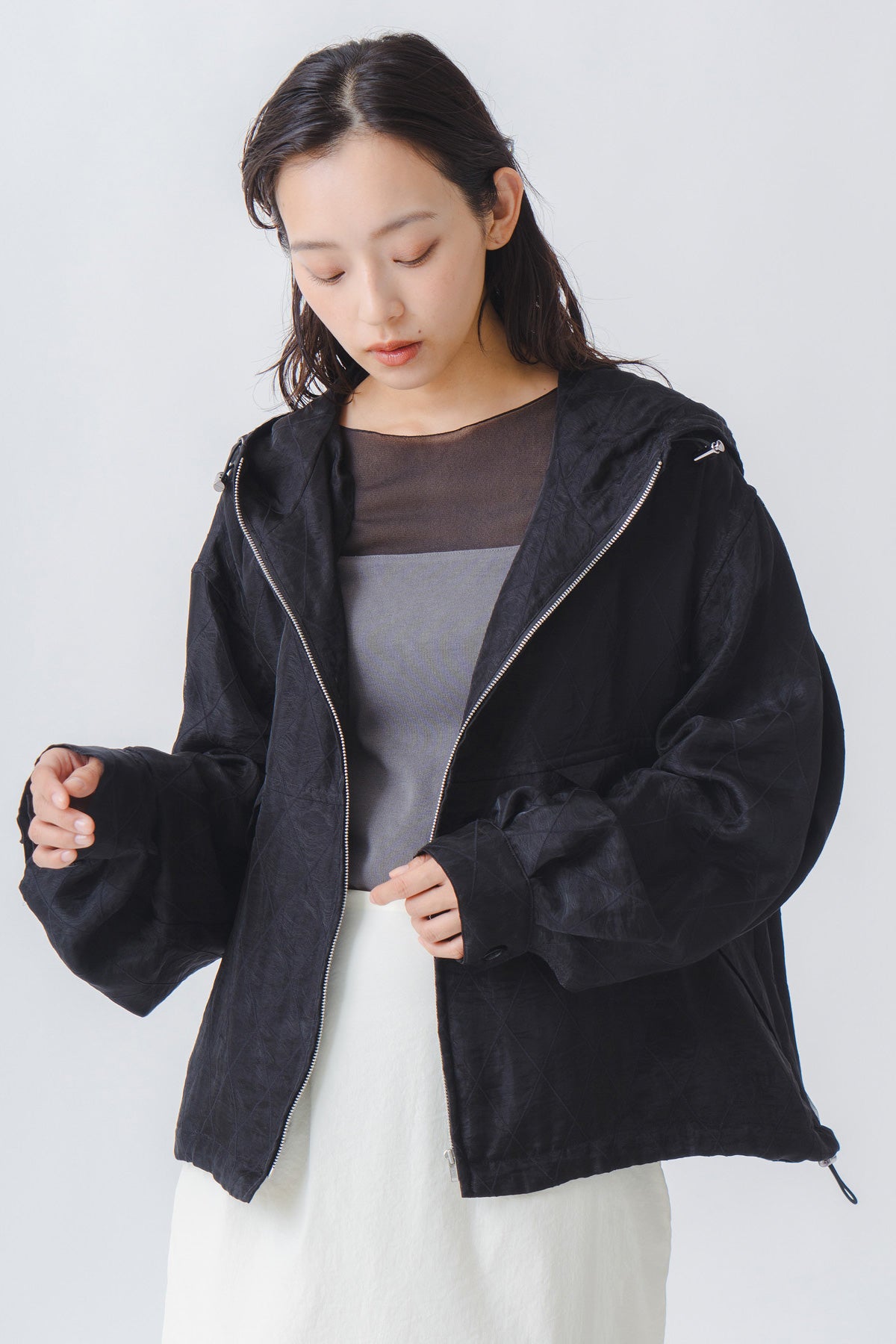 【WHYTO.】シアーコンビネーションハーフスリーブトップ/WHT27HCS4030