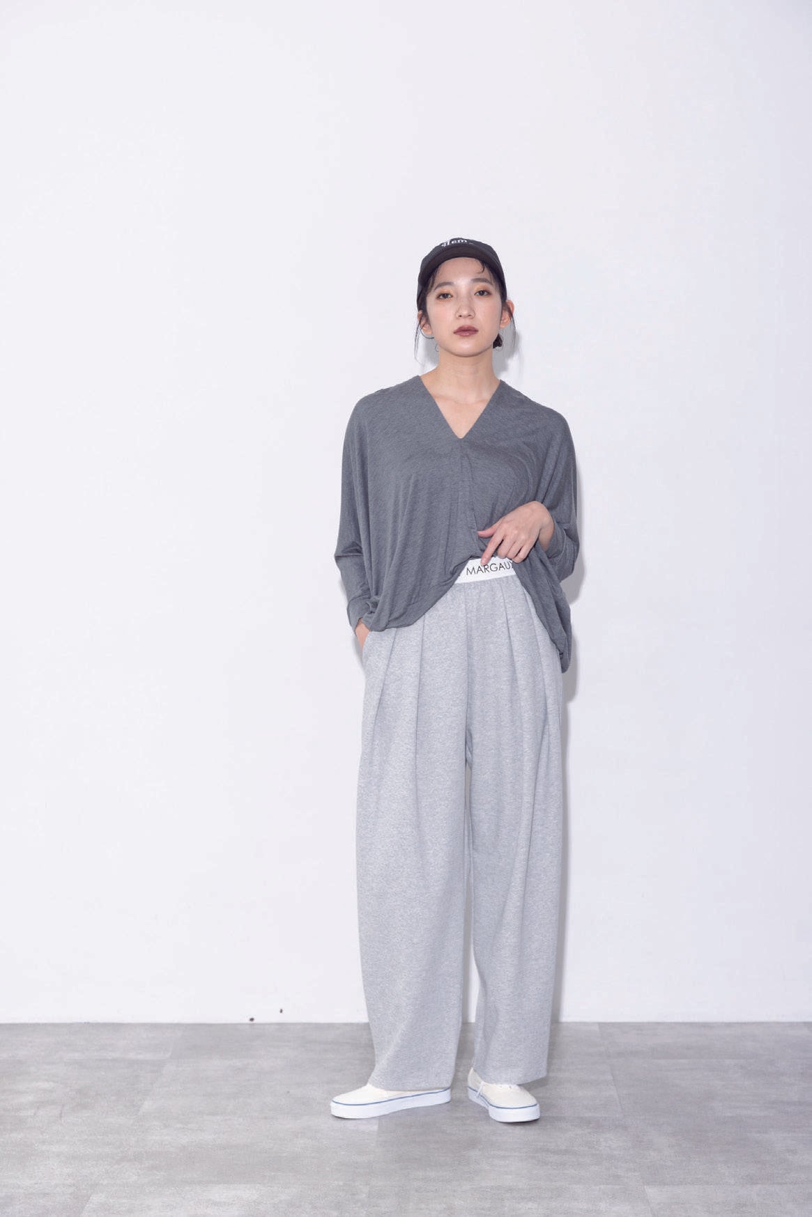 【MARGAUX VINTAGE】ロゴウエストゴムタックパンツ/MG PT-25084-A