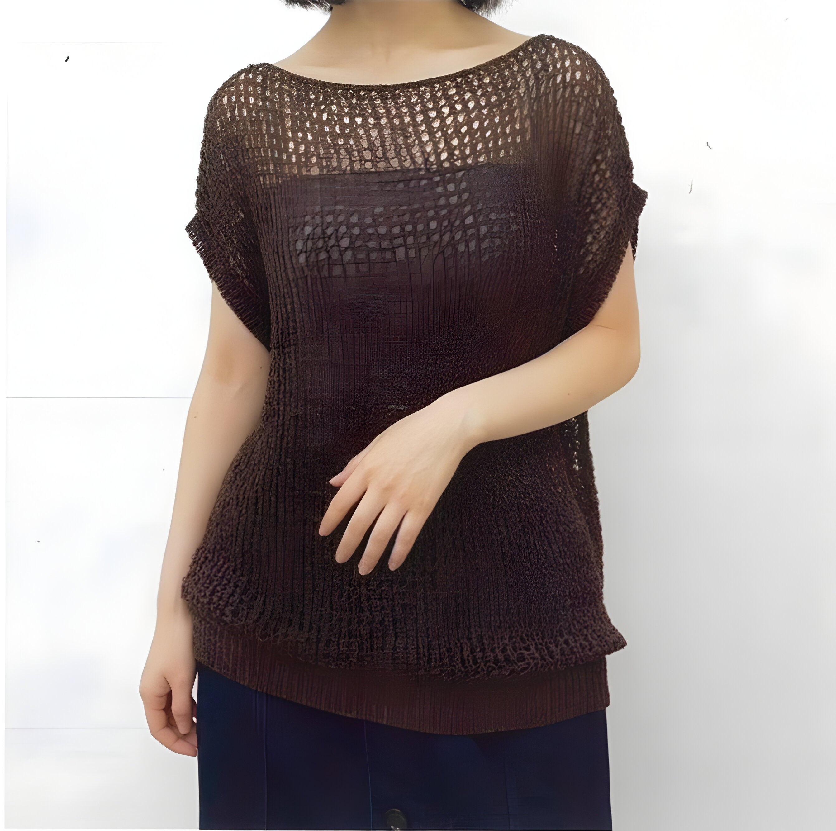 【CYNICAL】透かし編み半袖ニットプルオーバー/612-95065