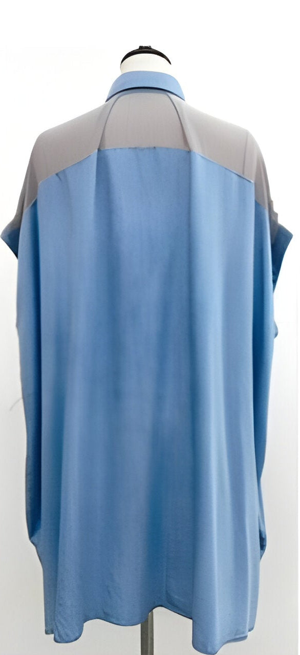 【CYNICAL】テンセルデニム×ジョーゼットロングシャツ/612-95131