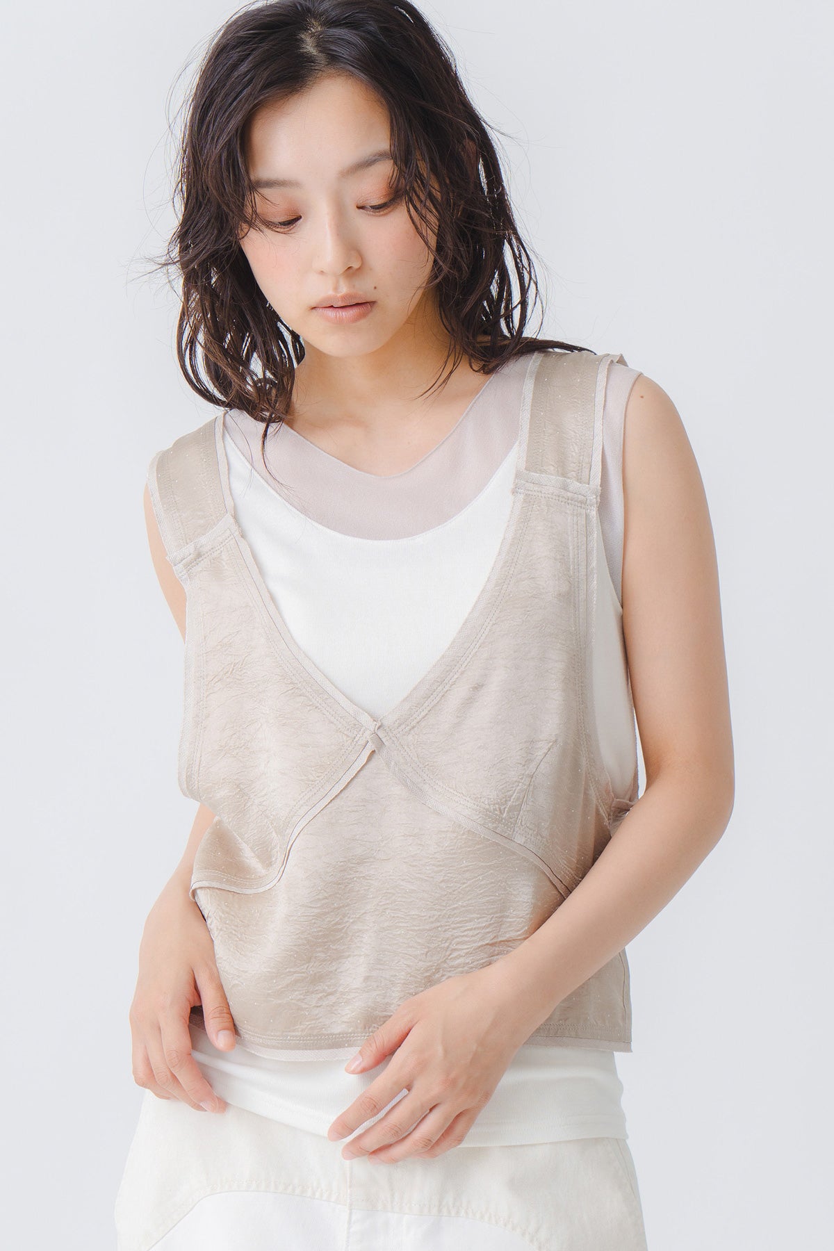 【WHYTO.】シアーコンビネーションタンクトップ/WHT26HCS4011