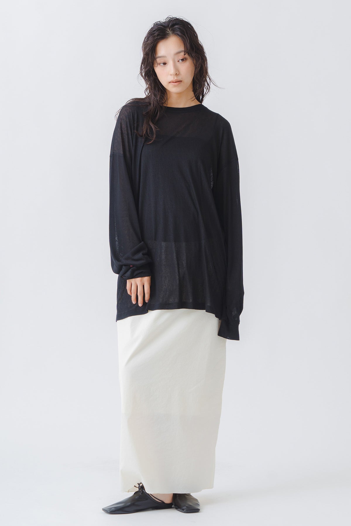 【WHYTO.】2wayシアープリントロングT/WHT27HCS4026