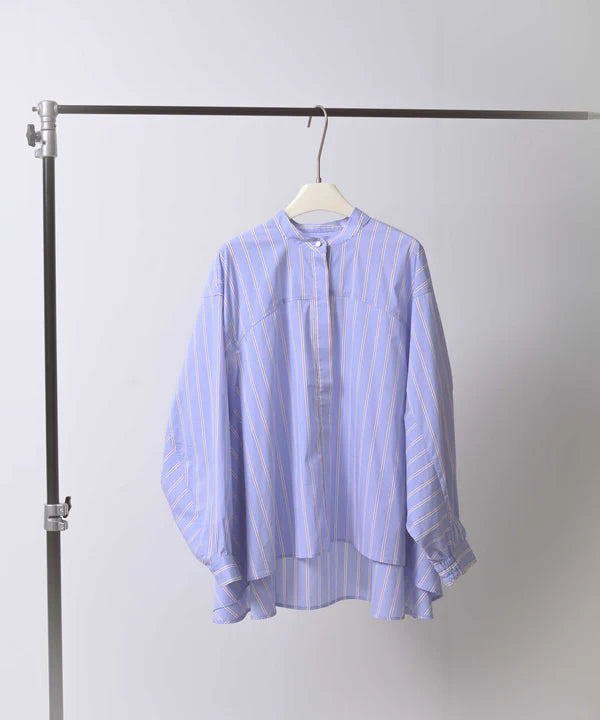 【HERENCIA】コットンストライプフレアボリュームシャツ/H426102