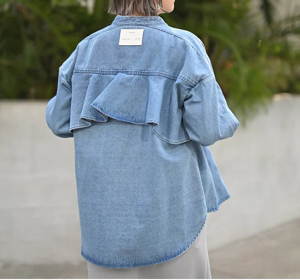 【HERENCIA】バックフリルデニムシャツジャケット/H421111