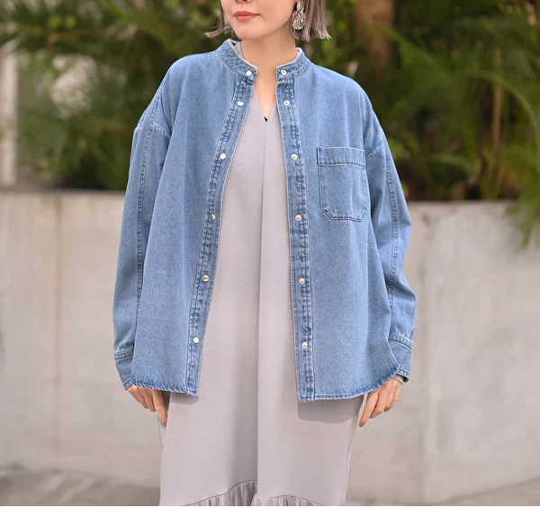 【HERENCIA】バックフリルデニムシャツジャケット/H421111