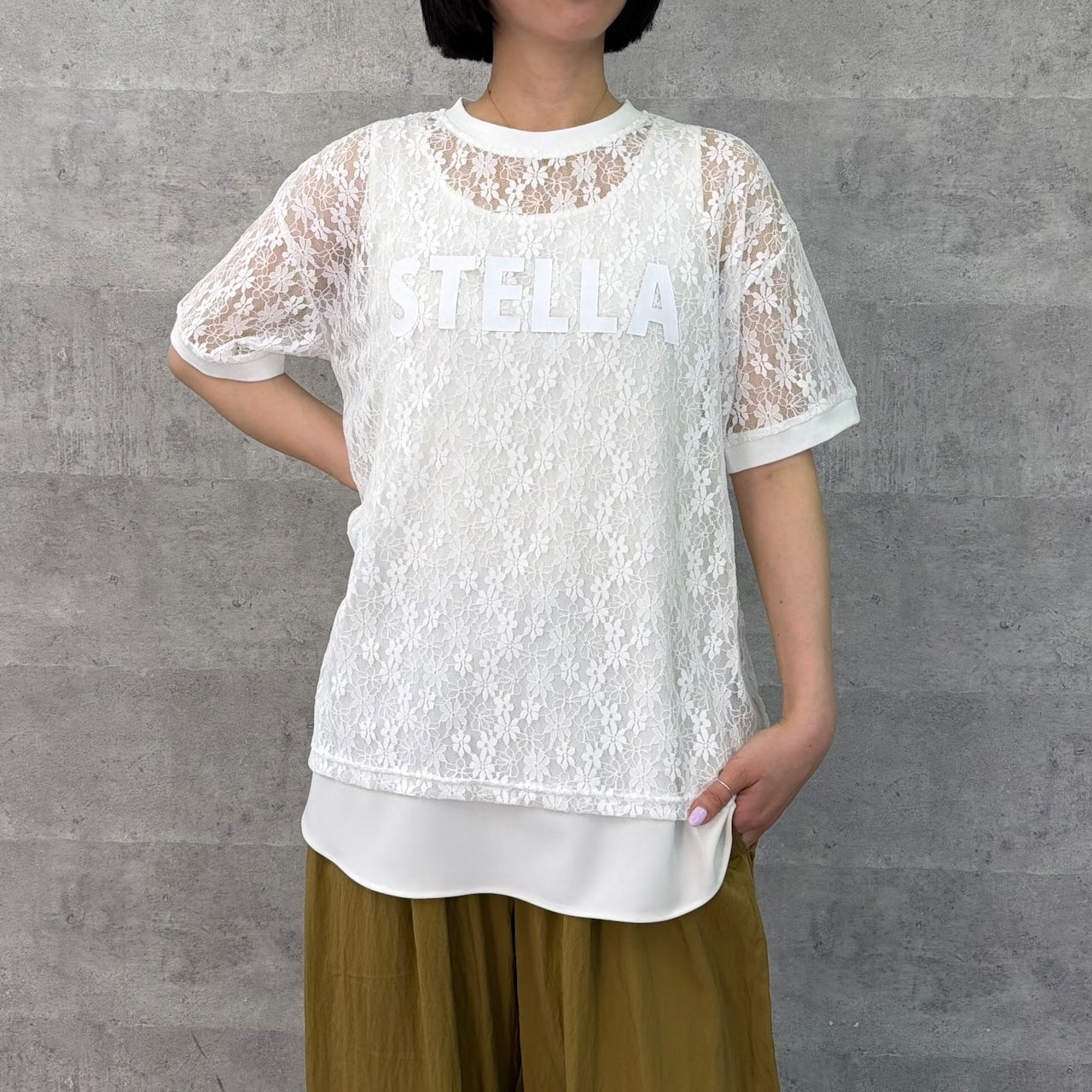 【Anna Kerry】レースプリントTシャツ/85262905