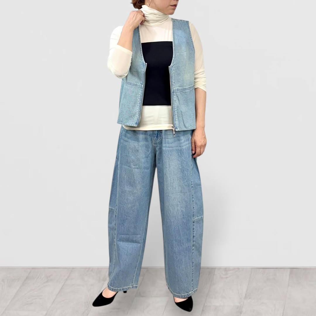 【QTUME】8onzデニムバレルレッグパンツ/612-26002