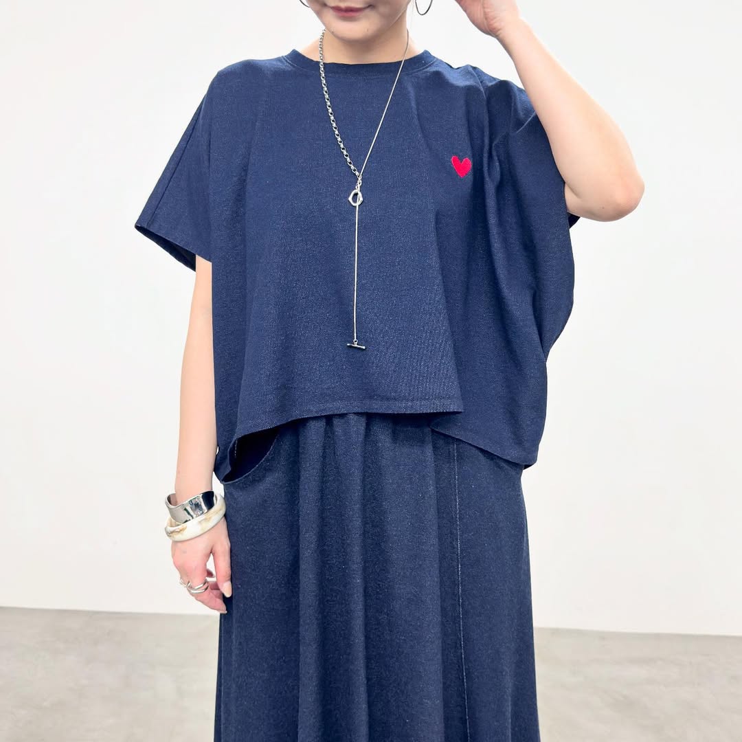 【NUS】スウェットデニムハート刺繡プルオーバー/552-35515