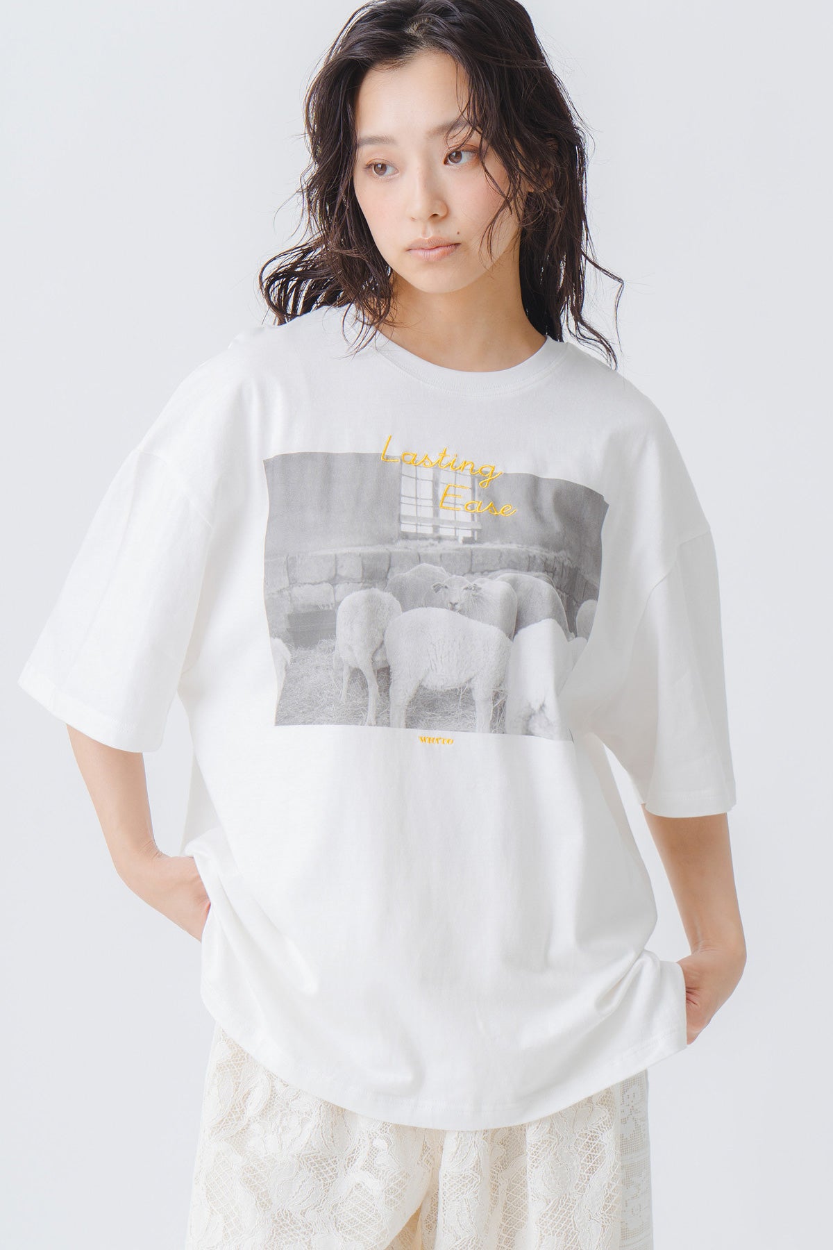 【WHYTO.】2wayプリントT"sheep"/WHT27HCS4025