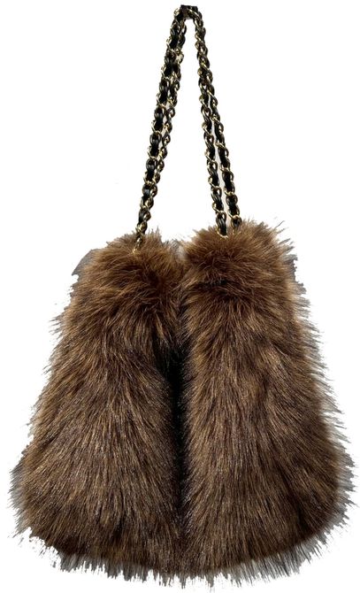 【VIOLAd'ORO】ELMO エコフォックスファーチェーンショルダートートバック/V-9076