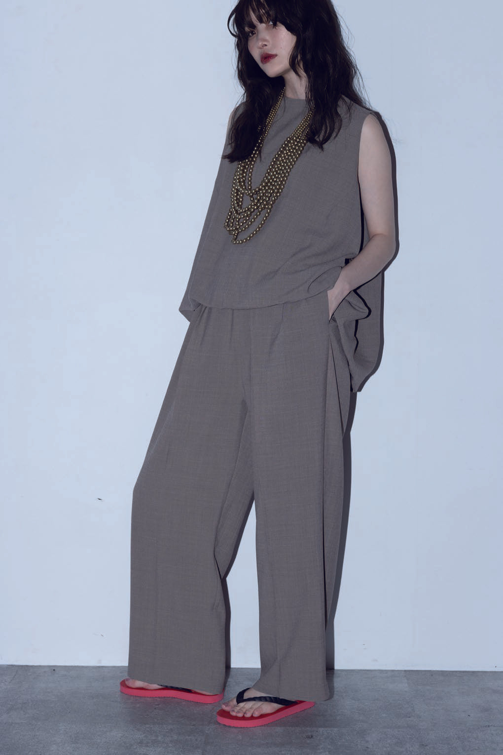 【MARGAUX VINTAGE】バルーンヘムノースリーブブラウス/MG BL-26056-S