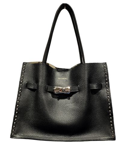 【VIOLAd'ORO】MILO スタッズ付きWフェイスレザートートバッグ Mサイズ/V-8993